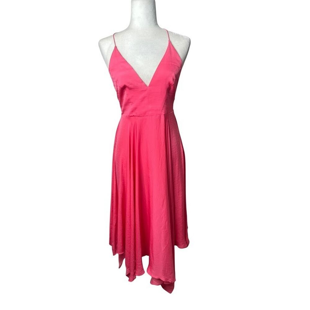 Kimchi Blue Dress 2 Vida Pink Satin Halter Sleeveless Handkerchief Midi Sundress